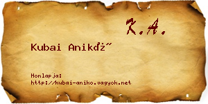 Kubai Anikó névjegykártya